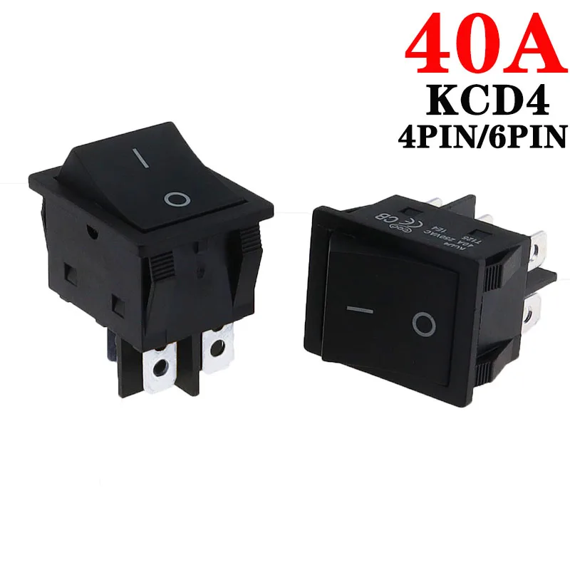 

1Pcs 40A 250V AC High Current ON/OFF Special for Eelding Machine KCD4 Sterling Silver Point Rocker Power Button Switches Black