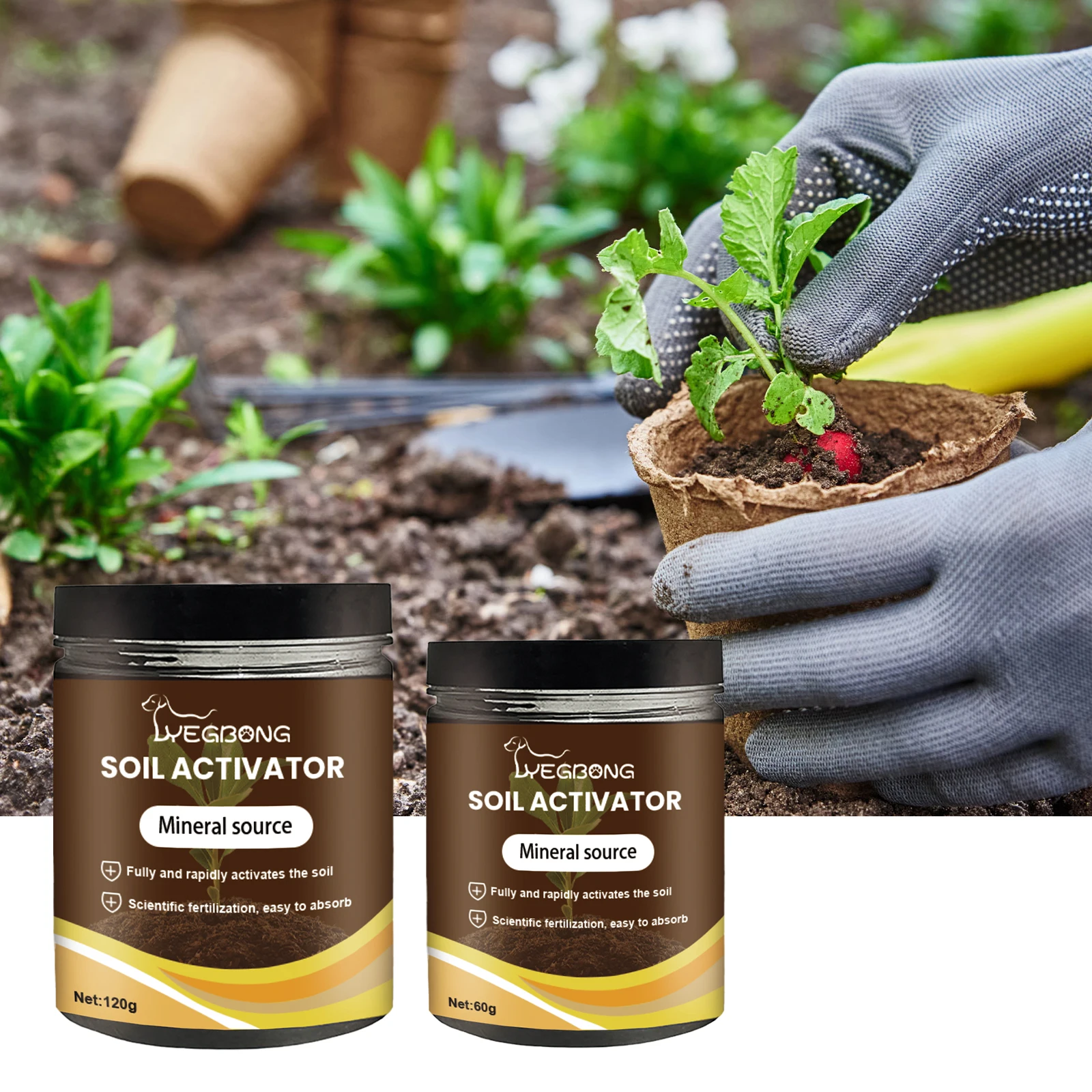 Activateur de sol, source minérale, nutritif pour le jardin, améliore la structure du sol, prévient la compactation, favorise la santé et la croissance des racines, engrais pour fleurs