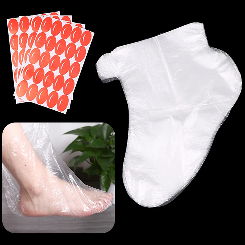 

100Pcs/Bag Disposable PE Foot Covers Transparent Shoes Cover Paraffin Bath Exfoliating Foot Mask Therapy Bags Serum Free Empty