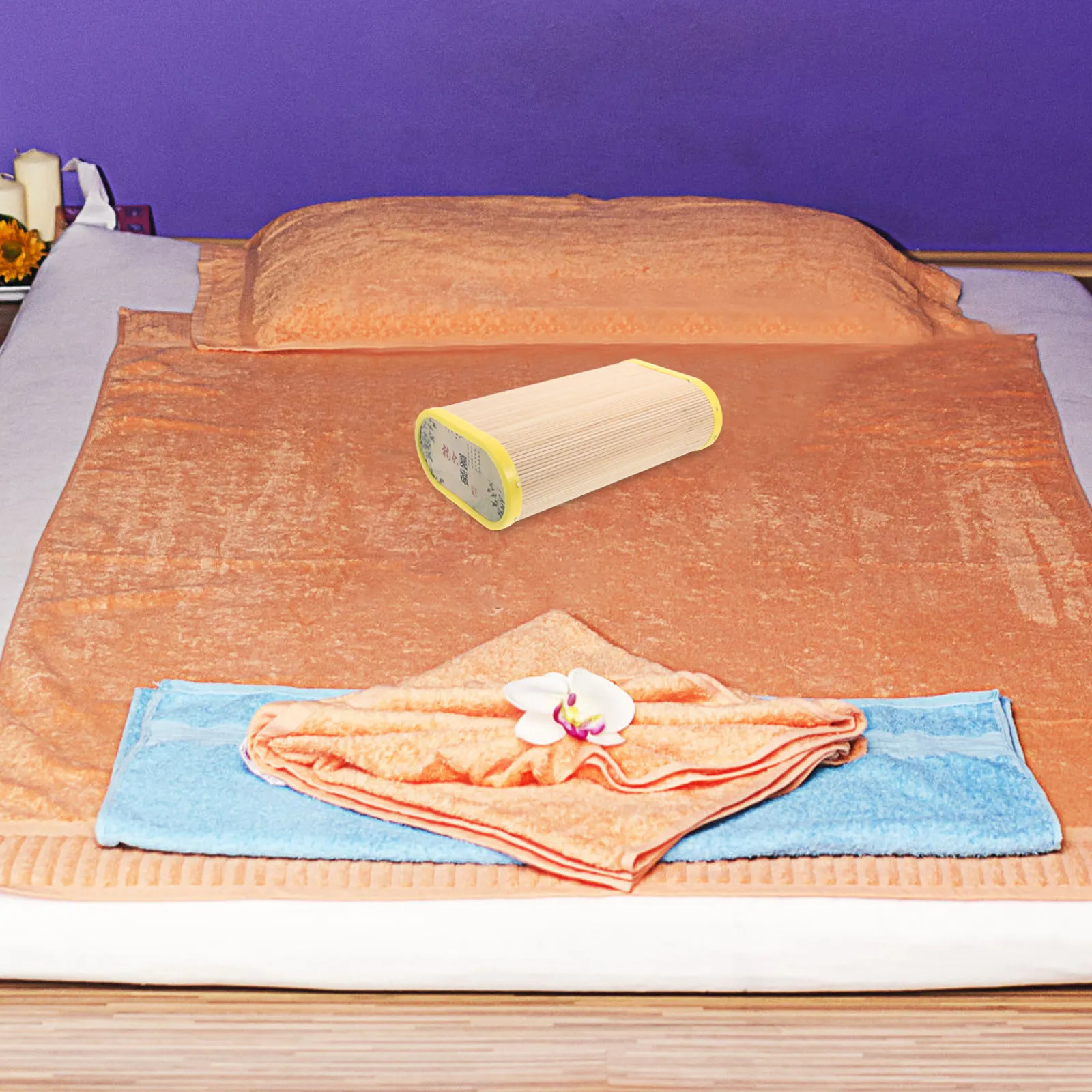 Relax - Spa & Wellness - Gewebtes Bambus-Kühlkopfkissen, atmungsaktives Sommerkissen, Sauna-Kopfkissen zur