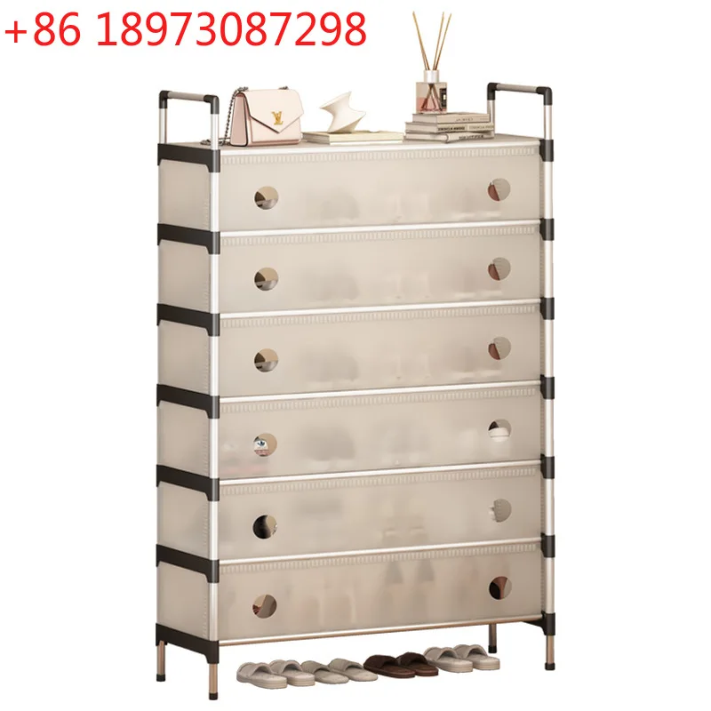 

The shoe cabinet is integrated with the door of the metal light luxury staircase entrance