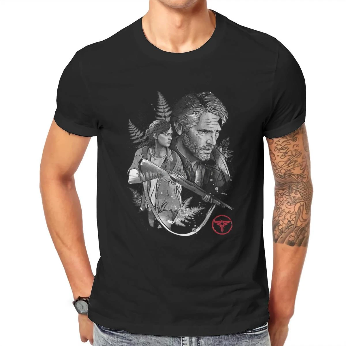 

The Last of us Adventure Game Joel and Ellie Tshirt Vintage Gothic Men's Streetwear Tops Plus Size Cotton Tees T Shirt