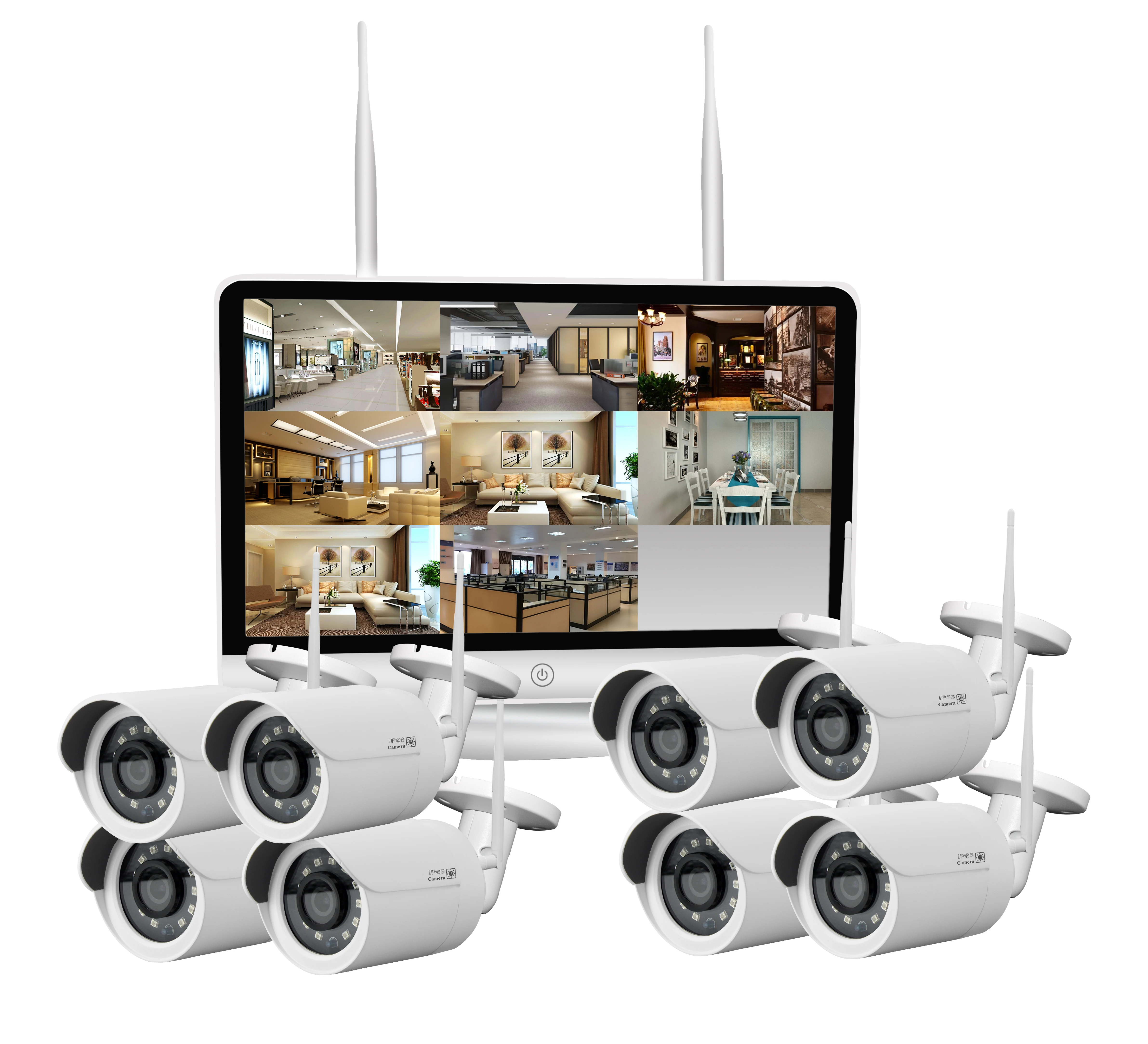 8 channels 3MP wifi kit with NVR monitor 8pcs full metal bullet wifi cameras 1pc NVR/monitor support Human detection