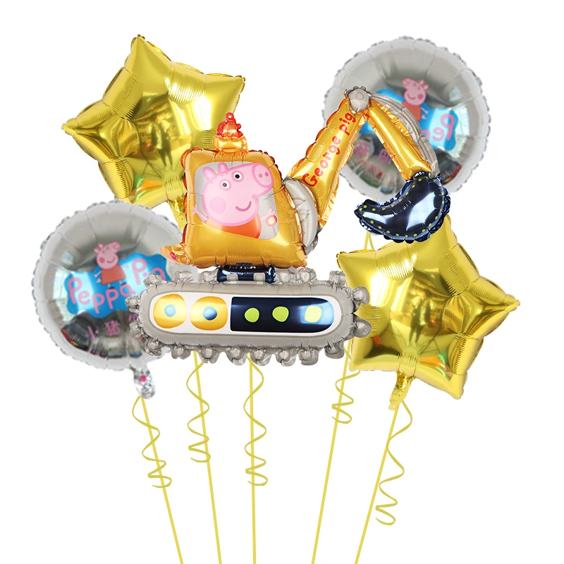 5pcs Peppa Pig Set Series Balloon Set Peppa George Children Birthday Toy Decoration Aluminum Film Balloon Party Decor Supplies