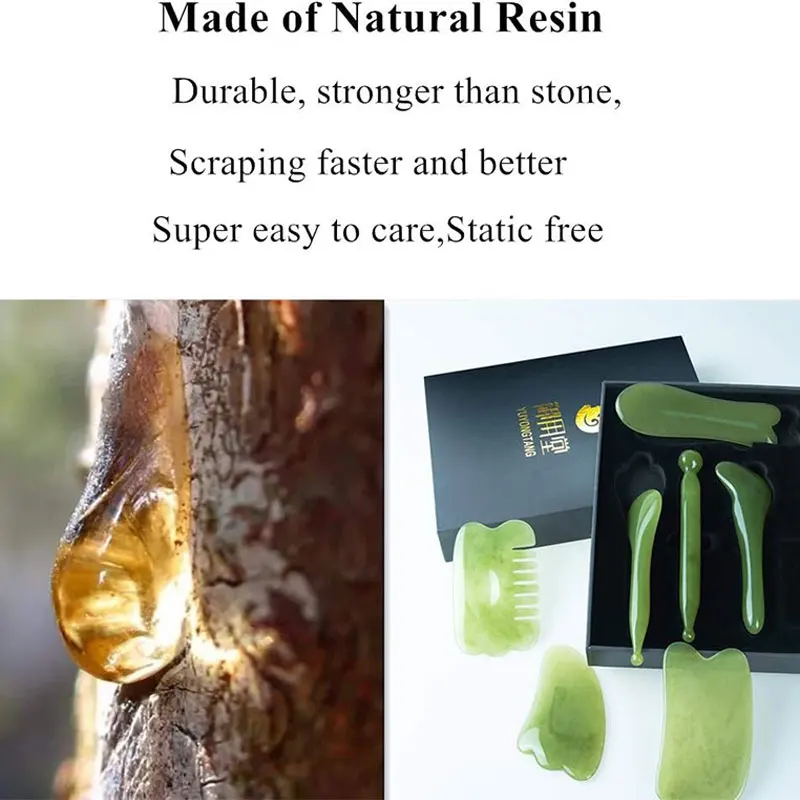 7 Pieces Gua Sha Scraping Massage Tool,Natural Resin GuaSha Tool Massage Tools Set for Face Back and Neck Release,Reduce Muscle