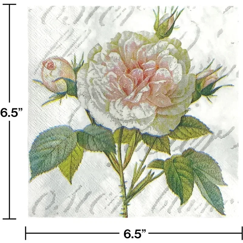 ورق لب خشب زهري ، منقوش مطبوع بدرجة غذائية ، مفارش ، فوط مربعة ، 2 طبقة ، 33 × 33 ، جديد ، 20 وردي