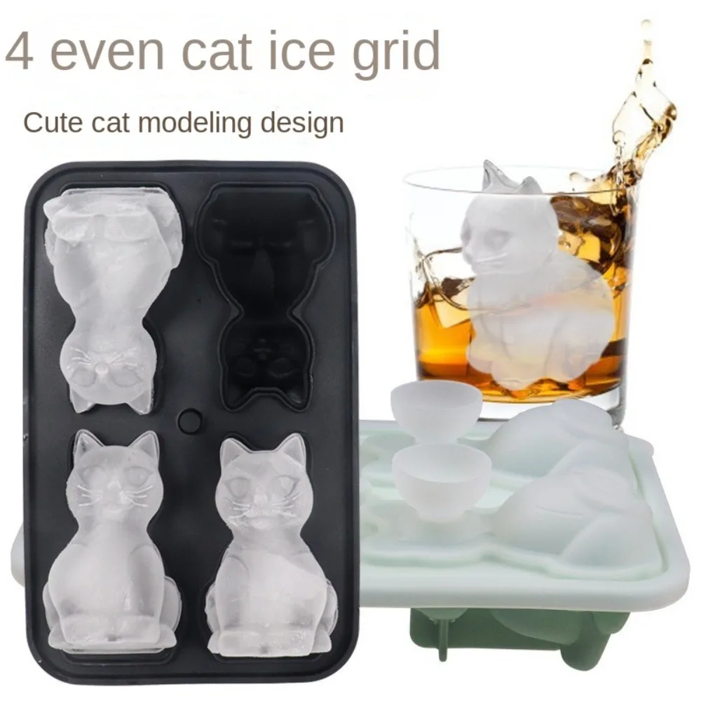 

New Food Grade Cat-Shaped Ice Cube Tray Convenient Creative Cat Ice Grid Mold Silicone Bar Ice Cream Mold