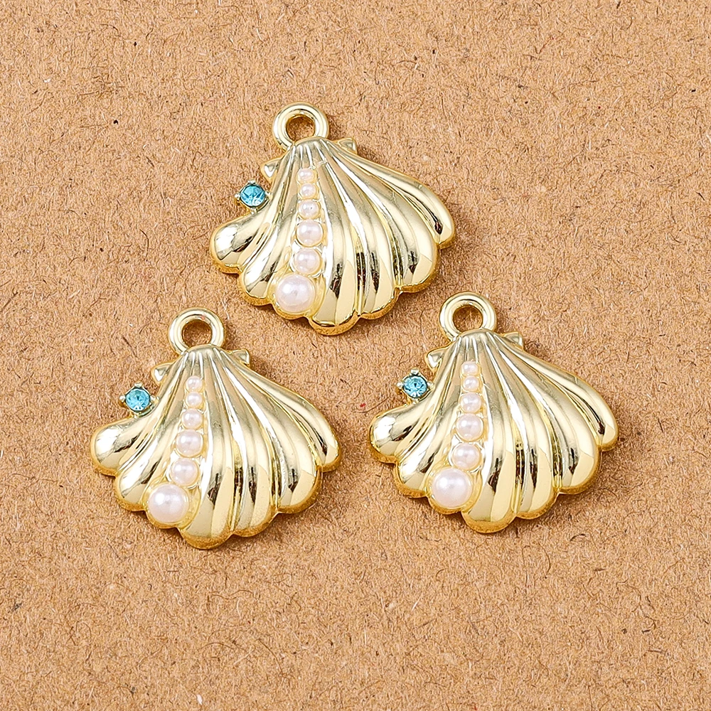 5 Stück 18*18mm Kristall Perle Muschel Charms Anhänger für Schmuckherstellung Ohrringe Halskette Armband DIY handgemachte Accessoires Zubehör – Detail 3