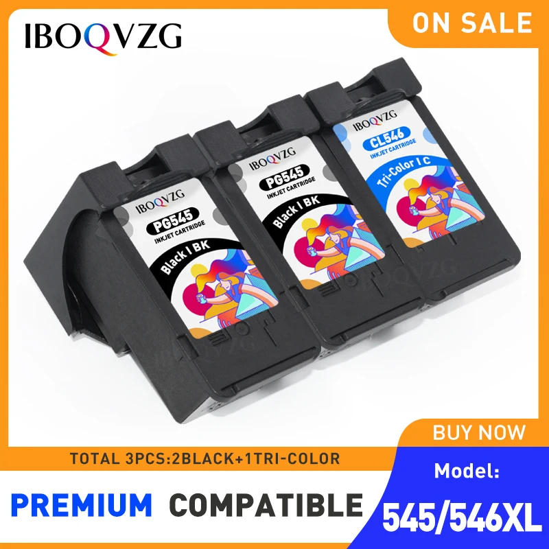 IBOQVZG 545 545XL 546XL Ink Cartridge Remanufactured For Canon PG-545 PG 545 XL For Pixma MG2500 MG2540 MG2550 MG2550s Printer