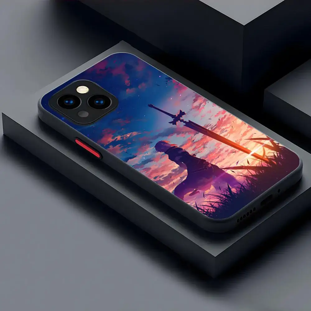 Sword Art Online Phone Case Matte Transparent For 16 15 IPhone 12 11 13 Pro Max X XR XS 8 SE Mini Plus Back Cover