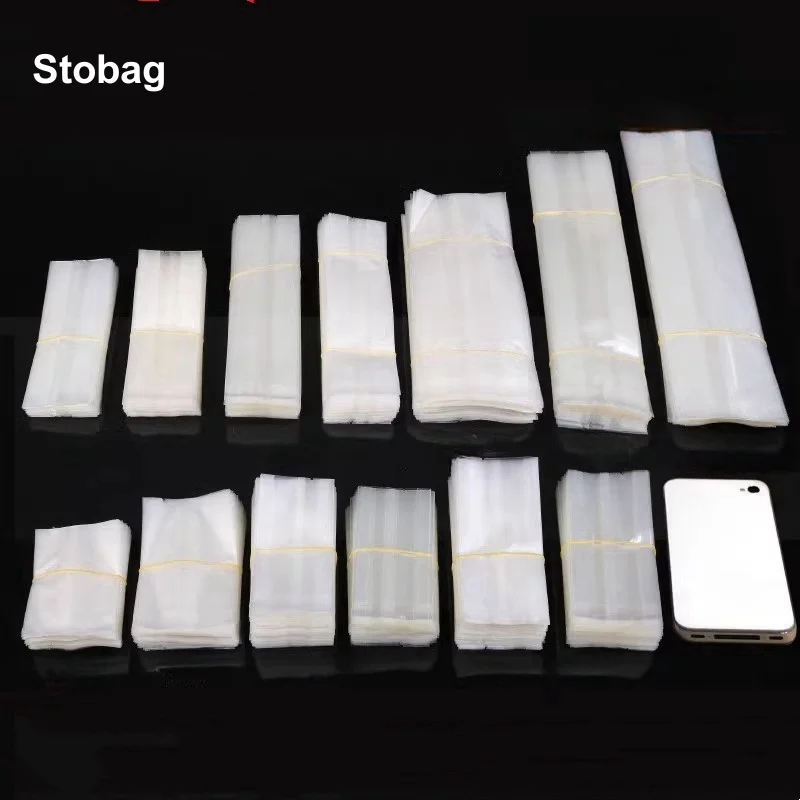 

StoBag 50/100pcs Transparent Frosted Plastic Packaging Bag Long Heat Sealing for Coffee Tea Powder Storage Gift Pouches Portable