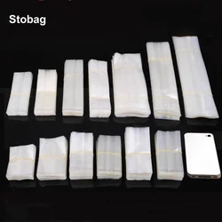 StoBag 50/100pcs Transparent Frosted Plastic Packaging Bag Long Heat Sealing for Coffee Tea Powder Storage Gift Pouches Portable