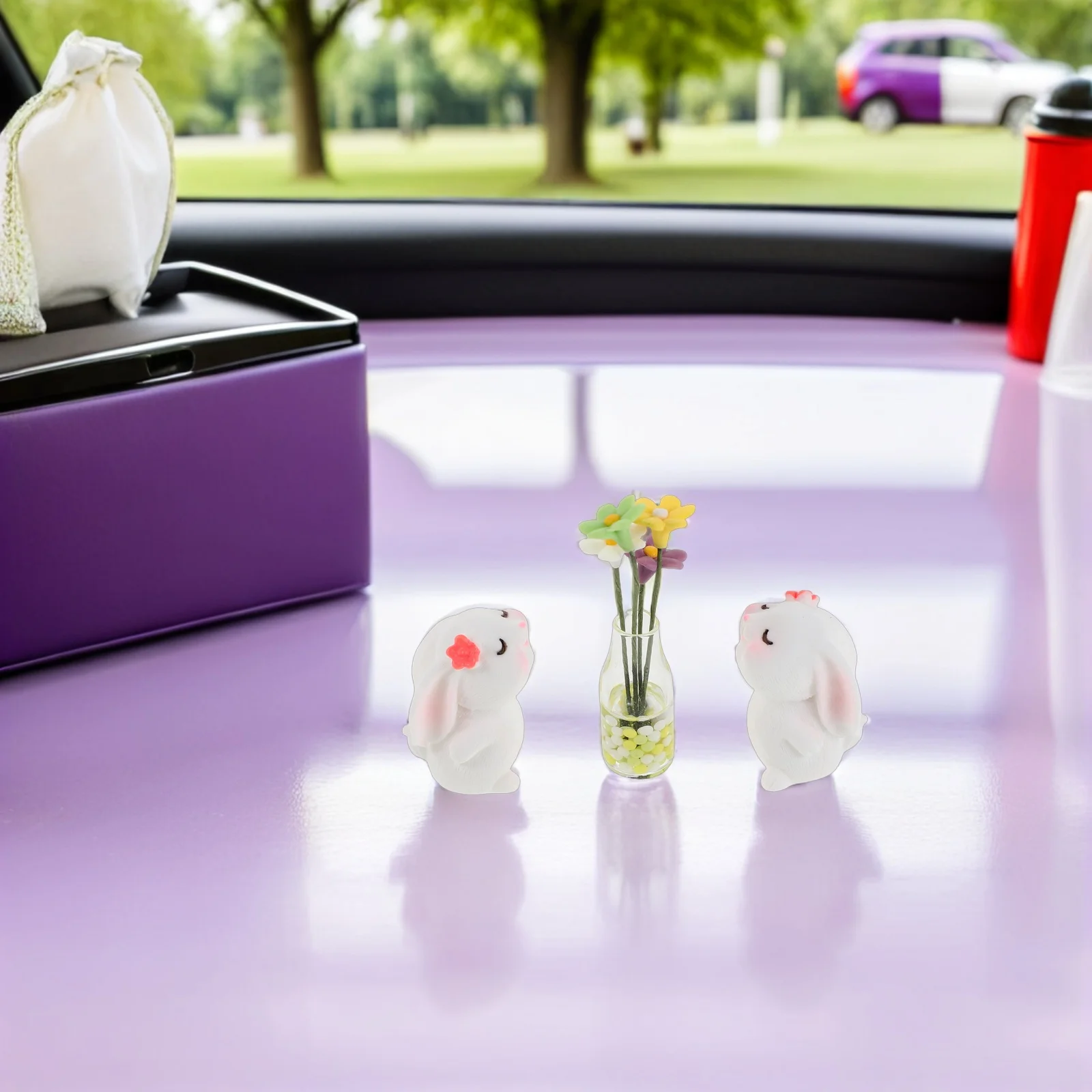 

Miniature Daisy Car Dashboard Decoration Cute Rabbit Design Unique Personality Enhancing Interior Accessories for Vehicles