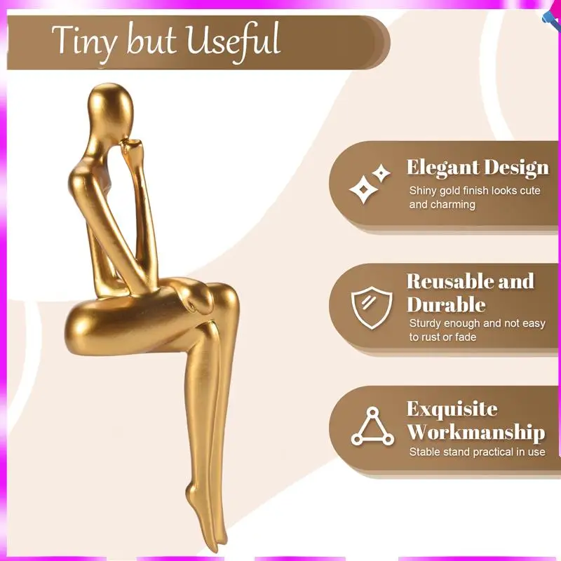 

N96R Thinker Statue Abstract Figure Sculpture Small Ornaments Resin Statue Home Gold Abstract Statue Office Decor