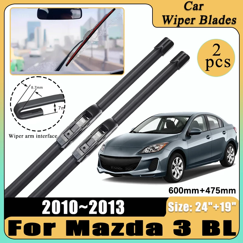 

Автомобильные передние щетки стеклоочистителя для Mazda 3 BL MK2 2010-2013 Mazda3 U-образные резиновые щетки для лобового стекла, аксессуары для дворников 24 "+ 19"