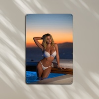 [Chic Metal Wall Art] Chic Metal Wall Art | es Multi-Style Decorative Plaque with Sunset & Model Design | for Home, Office, Cafe
