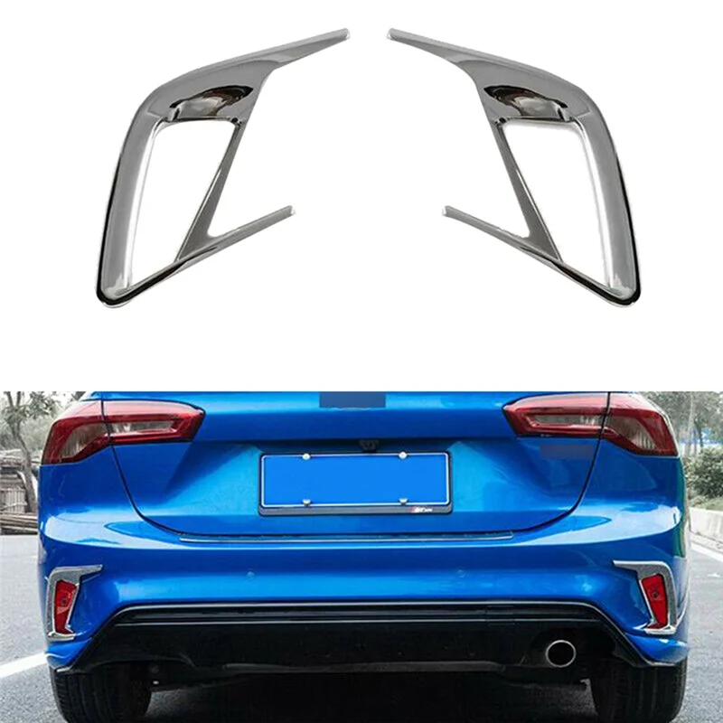 2PCS Chrome Rear Fog Light Lamp Frame Cover Trim for Ford Focus MK4 Sedan 2019-2020