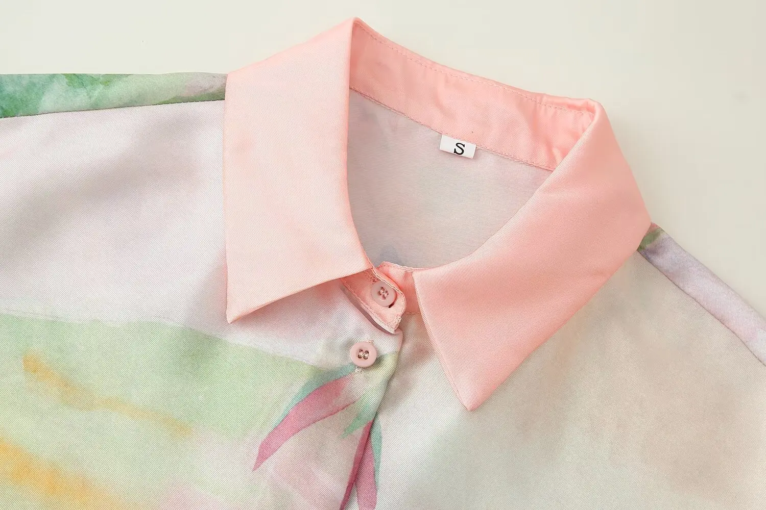 Conjunto de camisa y pantalones de sarga con silueta de moda de otoño, blusa de manga larga, cintura plisada, pantalón largo recto ancho estampado