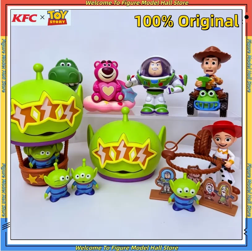 

New KFC Toy Story Buzz Lightyear Strawberry Bear Tracey Hugging Dragon Woody Three-eyed Alien Night Light Anime Figures Gifts