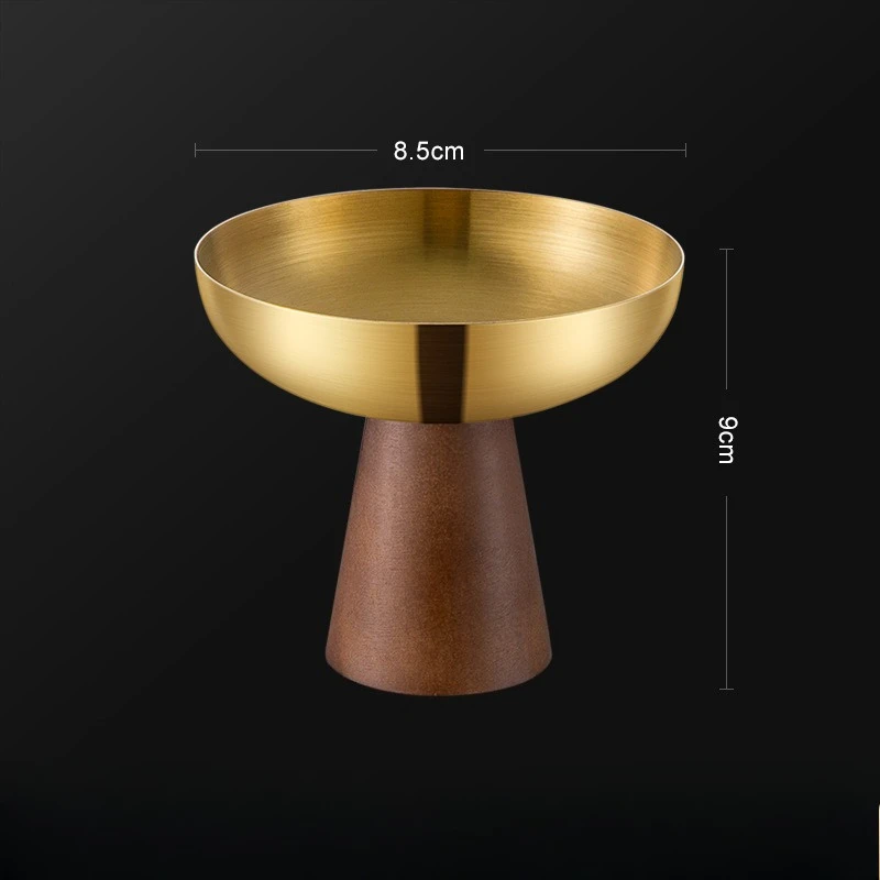 Fruit Plate Goblet Stainless Steel Ice Cream Cup Pudding Cup Salad Plate Wooden Tray Tea Snack Plate Dessert Dish
