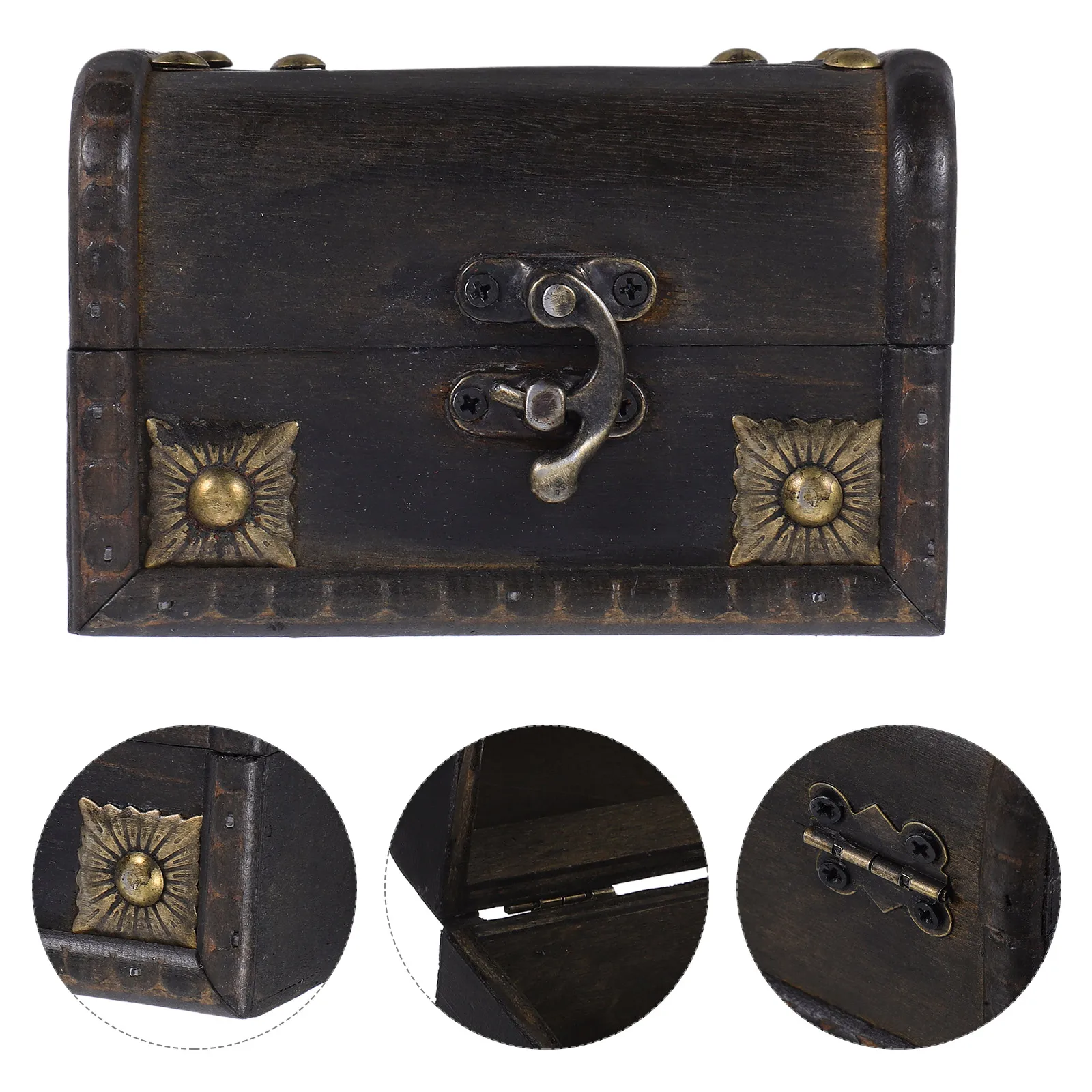 

Wooden Box Decorative Storage Case Jewelry Boxes for Metal Retro Desktop