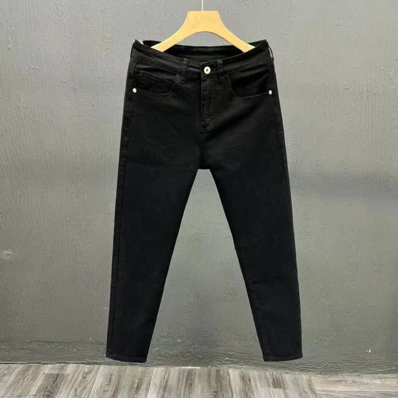 Jeans de cowboy blancs pour hommes, pantalons de cow-boy masculins, coupe droite, haute qualité, jambe large, mode coréenne, luxe, printemps,