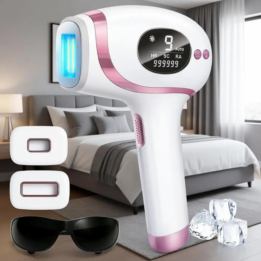 

Лазерный эпилятор IPL для женщин и мужчин, 3-в-1, уход за кожей, сапфировое охлаждение, 9 режимов, безопасное и безболезненное удаление волос