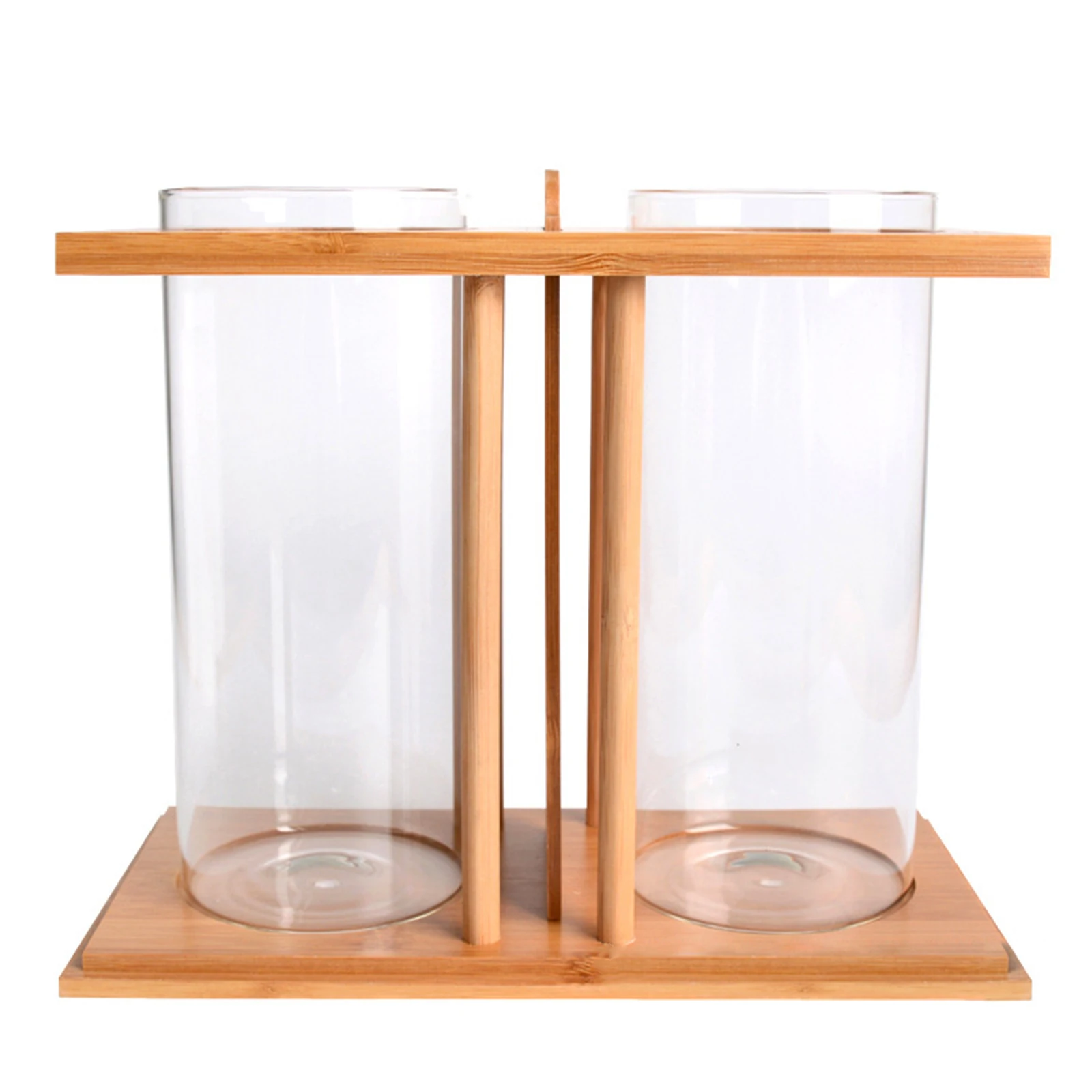 

Creative Bamboo and Wood Ecological Fish Tank, Dual Glass Desktop, Mini DIY Goldfish Betta Aquarium