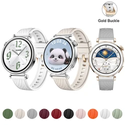 18mm Silicone Universal Watchstrap for Huawei Watch GT4/5 GT5 Pro 42mm 41mm Gold Classic Buckle Bracelet for Huawei GT4/5 41mm