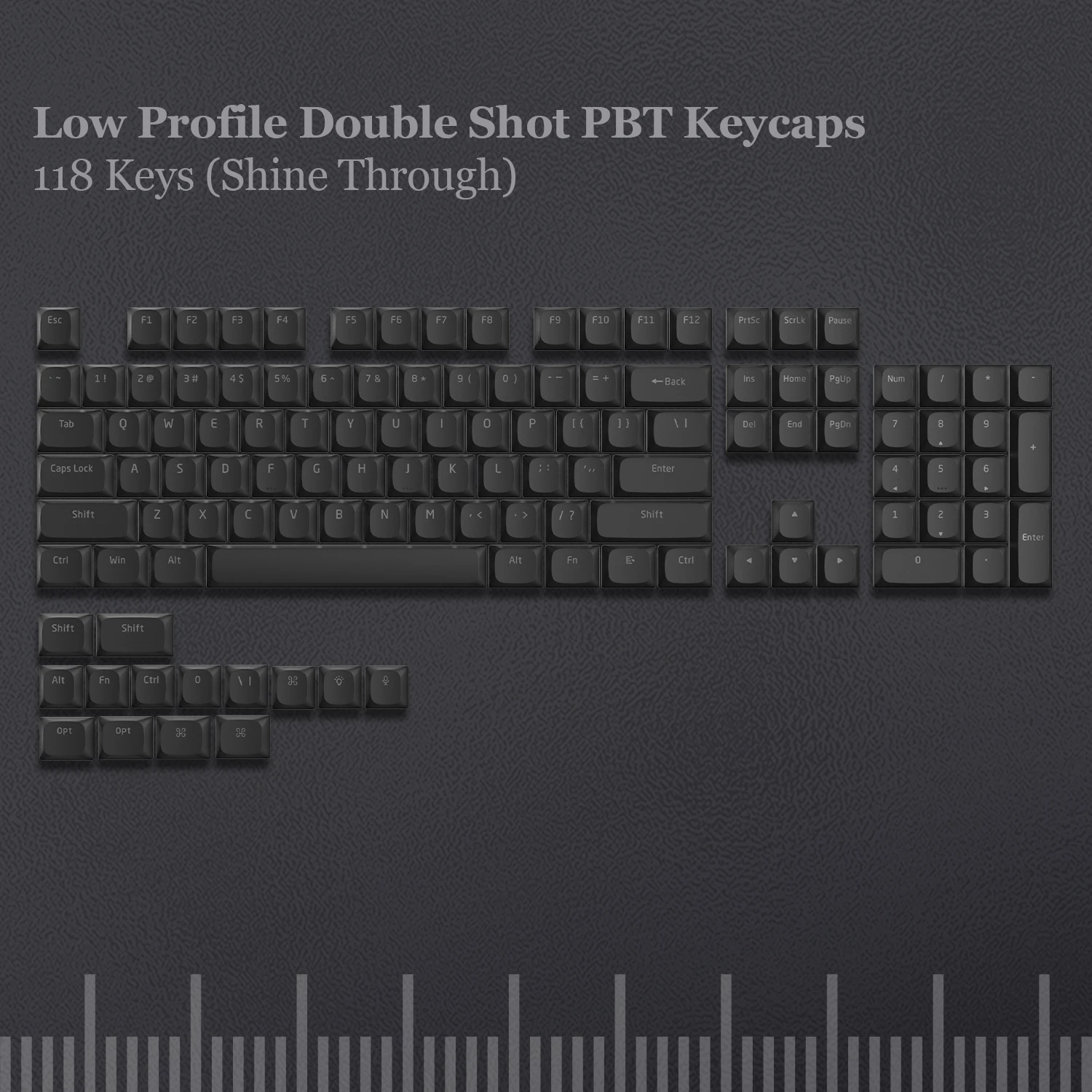 PBT カスタムロープロファイルキーキャップ 118 キーホライズン
