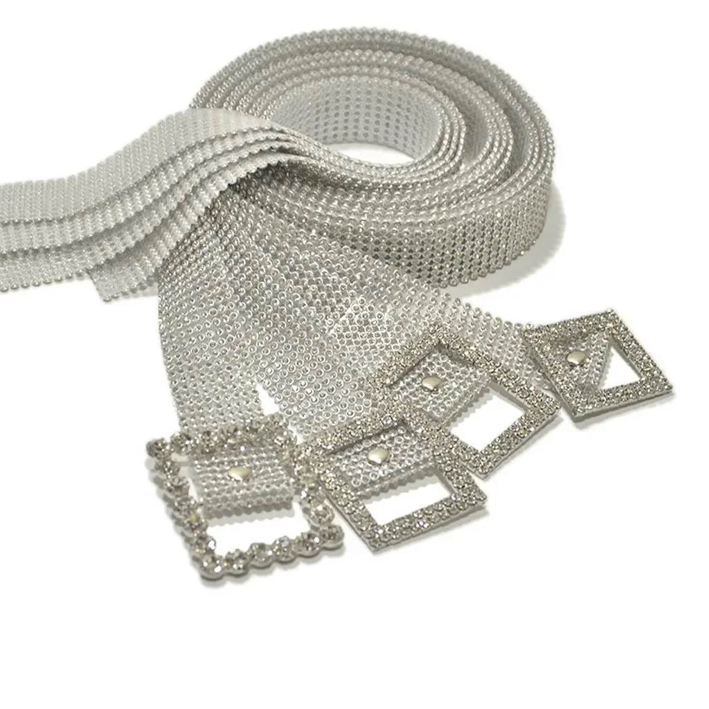 3973 2 Pcs Rhinestone Chain Belt 53.1 Inch Crystal Waist Diamond Belts 81Bk1pxTw0L._AC_UY350_.jpg main image 4