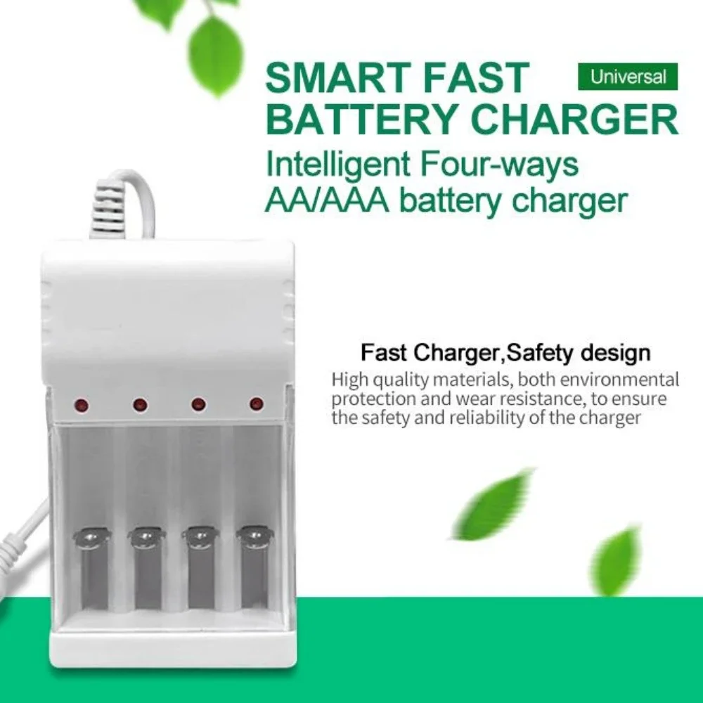Battery Charger 4 Slots With EU Cable For AA/AAA Rechargeable Batteries Charger For Remote Control Microphone Camera