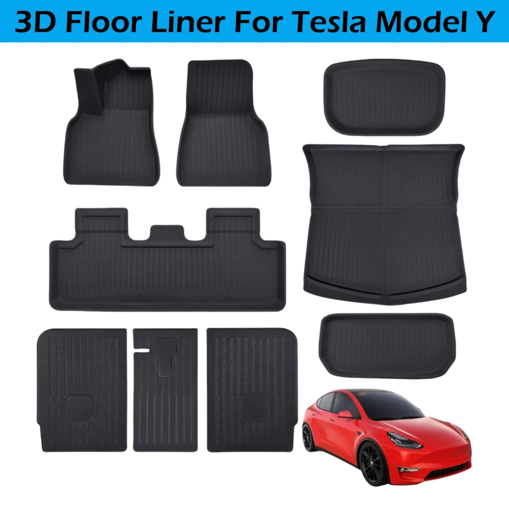 2024 Original-Stil Fußmatten für Tesla Model Y 2017-2024 XPE 3D Bodenbelag Allwetter-Fußmatten Kofferraummatte Passend für Model Y – Detail 1