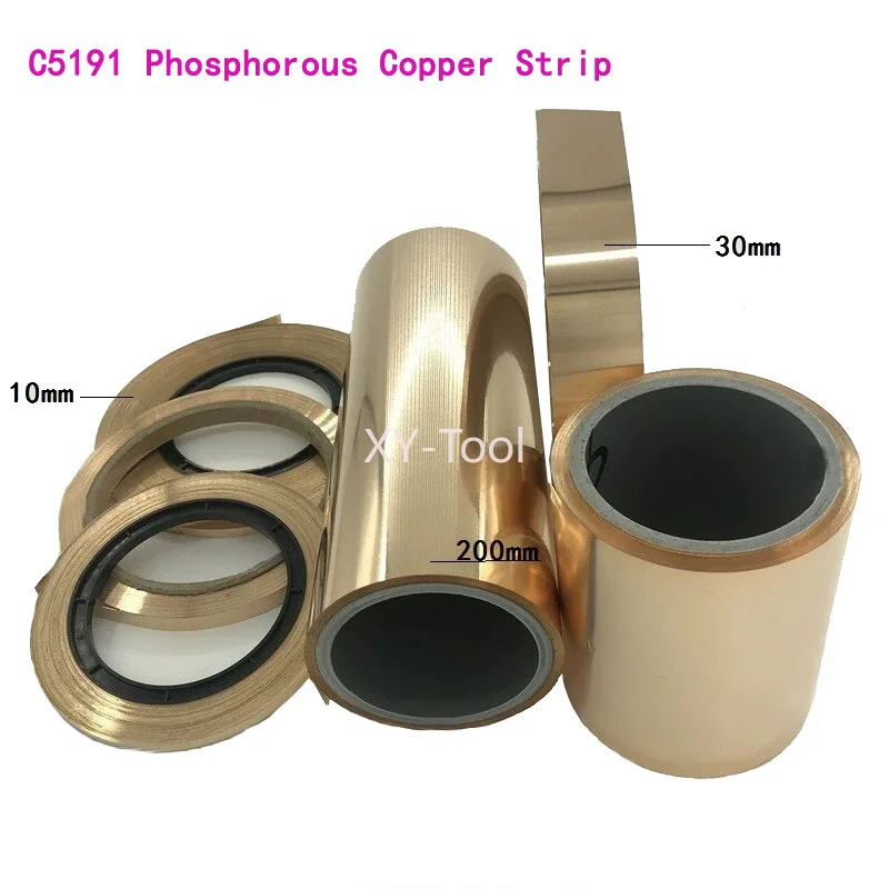 2 Meter C5191 Phosphorous Copper Strip Tin Phosphor Bronze Belt Spring Elastic Copper Tape Foil Sheet Width5-200mm Thick0.01-1mm