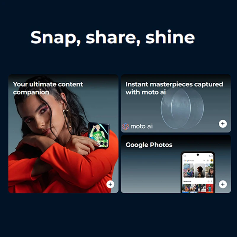 شاشة موتورولا موتو رازر 50 الترا 6.9 بوصة سنابدراجون 8s Gen 3 قابلة للطي 4000 مللي أمبير في الساعة أندرويد 14 50 ميجابكسل 45 وات الإصدار العالمي