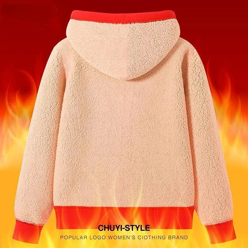 Orange Sweater Men\'s Cashmere Thickened Sweatshirts Winter Autumn and Winter Hooded Couple\'s Fashion Brand Cashmere Hoodies