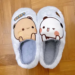 Yier Bubu Dudu Plush Slipper Cartoon Mitao Cat Cute Bear Soft Warm Thickened Slipper PVC Nonslip Kawaii Winter Home Slipper New