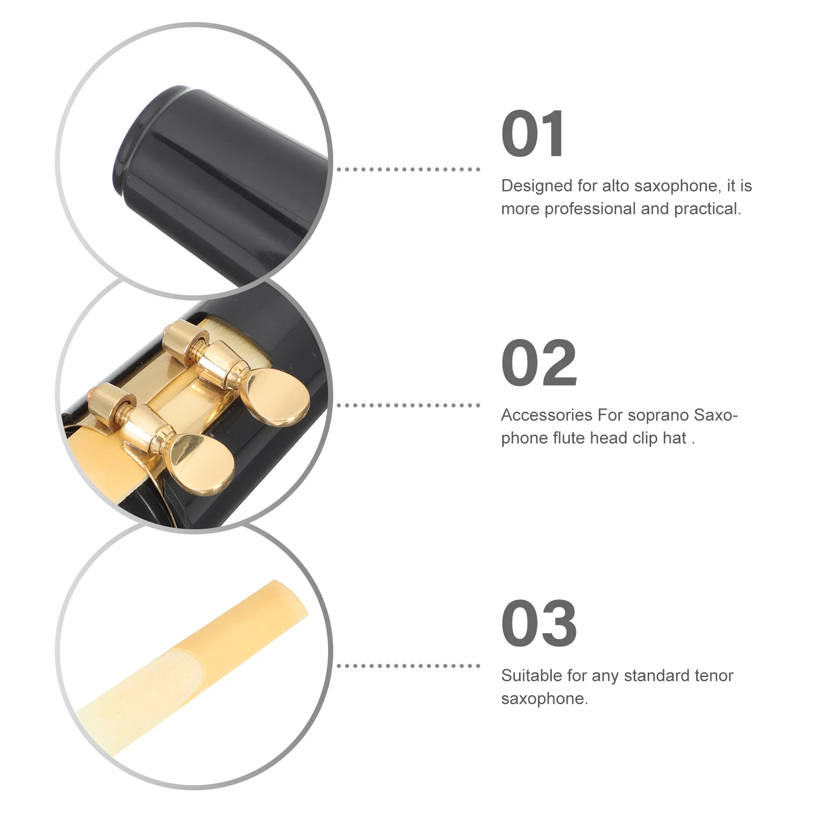 

1Set Plastic Saxophone Head Kit Alto Mouthpiece with Tooth Guard for Beginners Practice Reliable Air Tightness Sound Performance