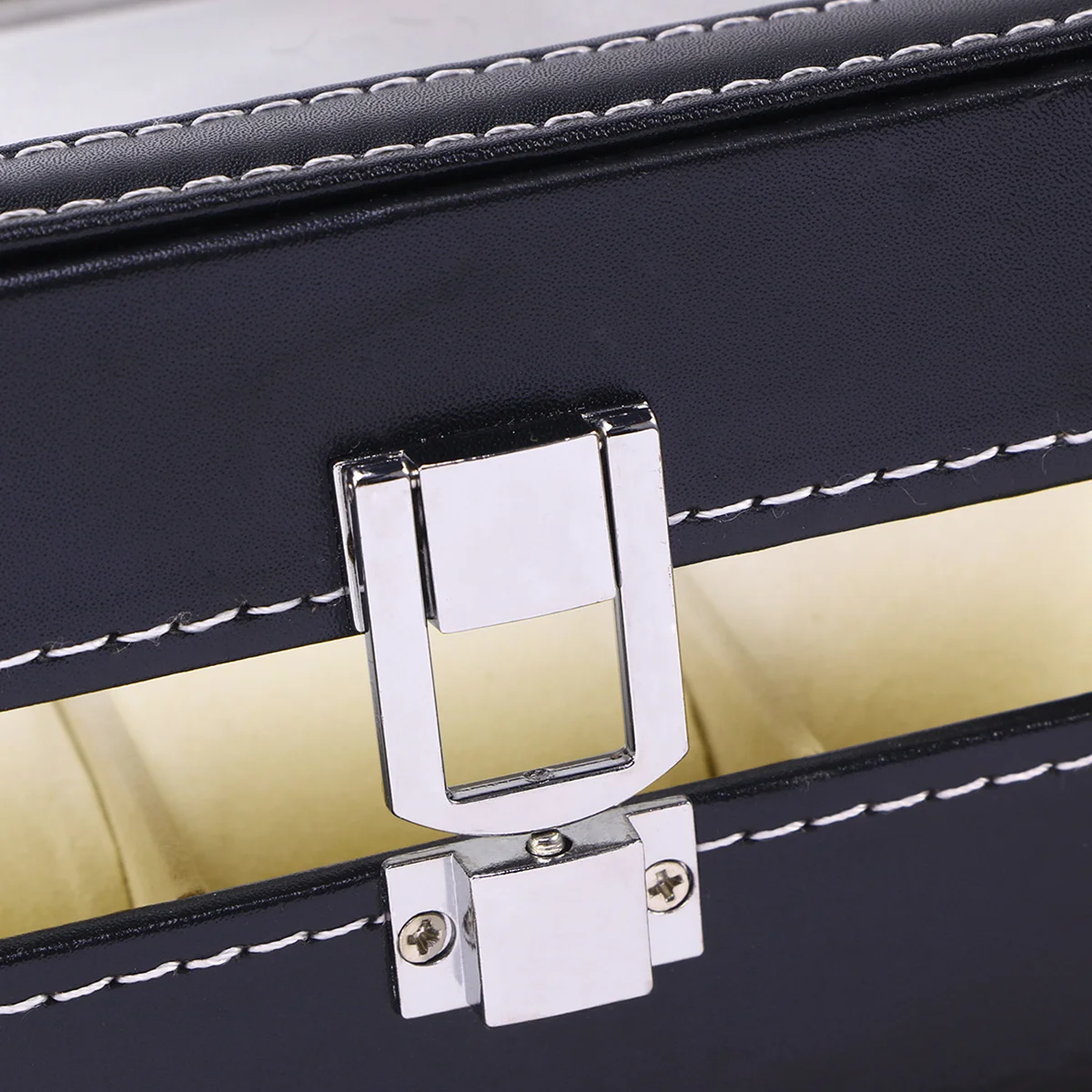 

Large 3 Grid Watch Box Mens Black PU Display Jewelry Case Organizer Lockable Watch Storage Box with Mirror