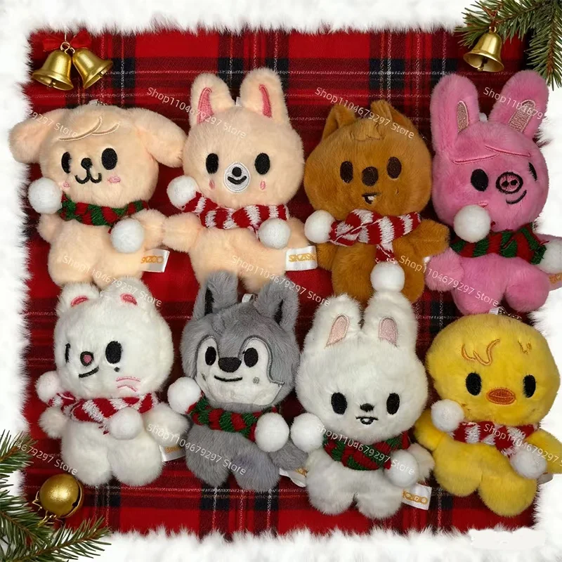 

New SKZOO Stray Kids Keychain Christmas Theme Elements Scarf Plush Animal Doll Idol SKZ Fans Children's Toy Decoration Pendant