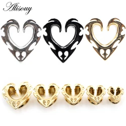 Alisouy 1PC Copper Alloy Casting Heart Love Saddle Ear Tunnels Plugs Expander Stretcher Gauges Earrings Piercing Body Jewelry