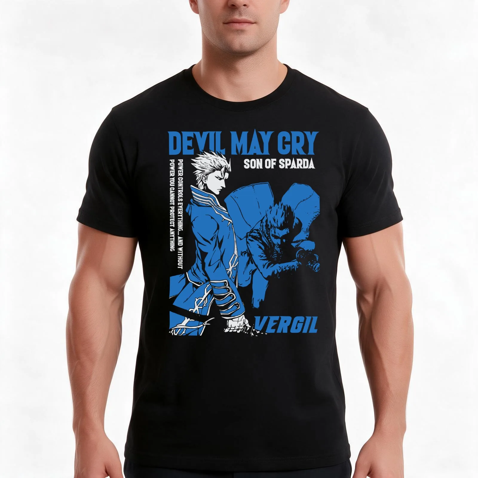 Devil May Cry Vergil T-Shirt Summer Casual Cotton Tee Oversized Streetwear Tops Vintage Graphic Print Loose Fit Short Sleeve
