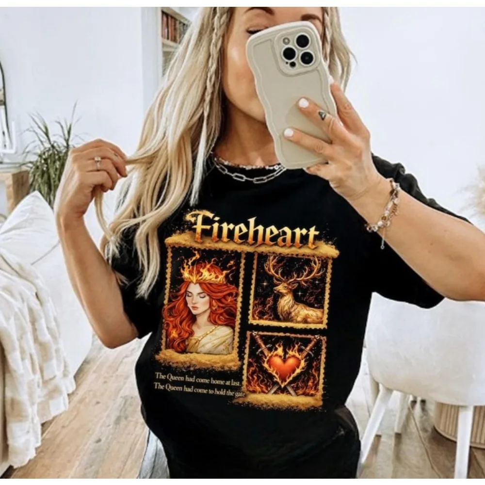 Throne of Glass Fireheart Shirt Women Tops Aelin Galathynius Fireheart You Do Not Yield Crewneck Fireheart Terrasen Tees