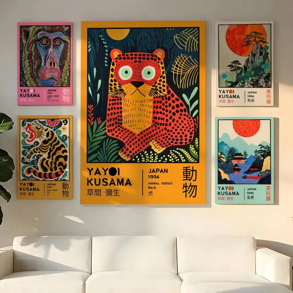 Artist Y-Yayoi Kusama Exhibition Painting Calligraphy Wooden Framed Canvas Poster Wall Art HD Waterproof Print Home Decor