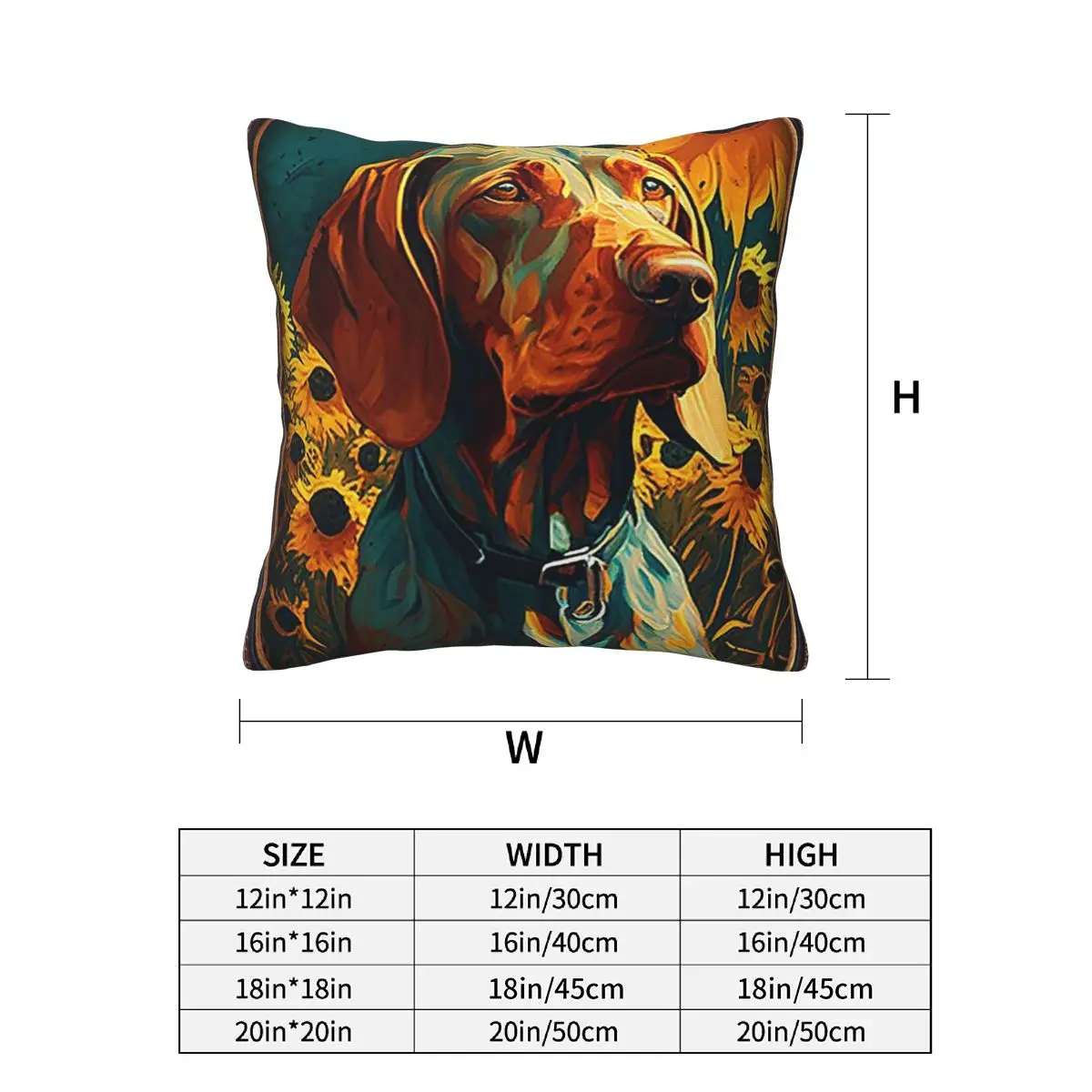 Vizsla Sunflower Painting Adorable Dog 2 pcs Square Pillowcase Pillow Cover Cushion Decor Comfort Throw Pillow for Home Bedroom