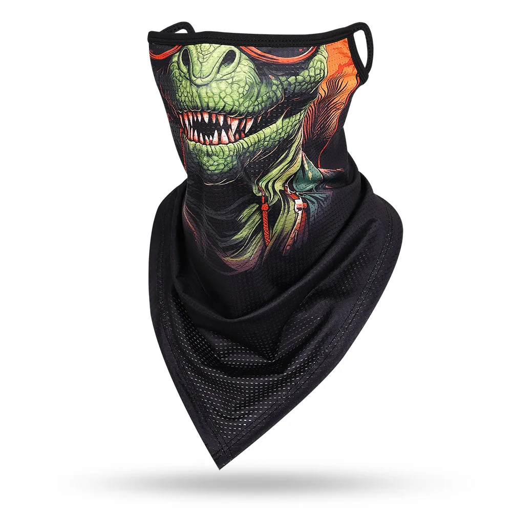 Animal Print Earloops Face Mask for Men and Women, Ice Silk Mesh Breathable Triangular Scarf, Motorcycle Biker Cycling Headgear,