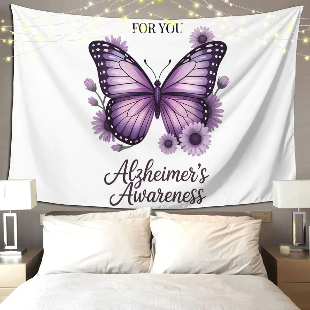 

Alzheimer's Awareness Warriors I Will Remember You Butterfly Tapestry Funny Wall Hanging Aesthetic Home Decor Tapestries