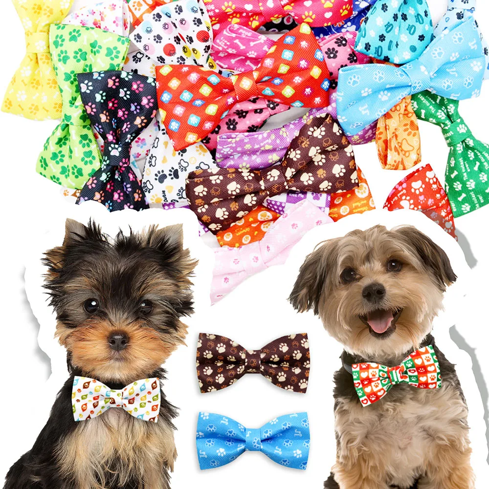 30PCS Small Dog Cat Bowties Removable Bow Tie For Dog Collar Fashion Pet Dog Grooming Accessories For Small Dogs