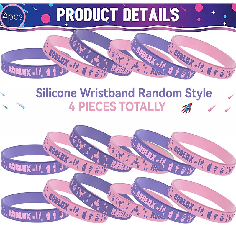 Roblox Girl  Party Wristbands Model 2 Color Sports Silicone Bracelet Toys Party Favors Gift  4pcs Tableware Kit Supplie Kids
