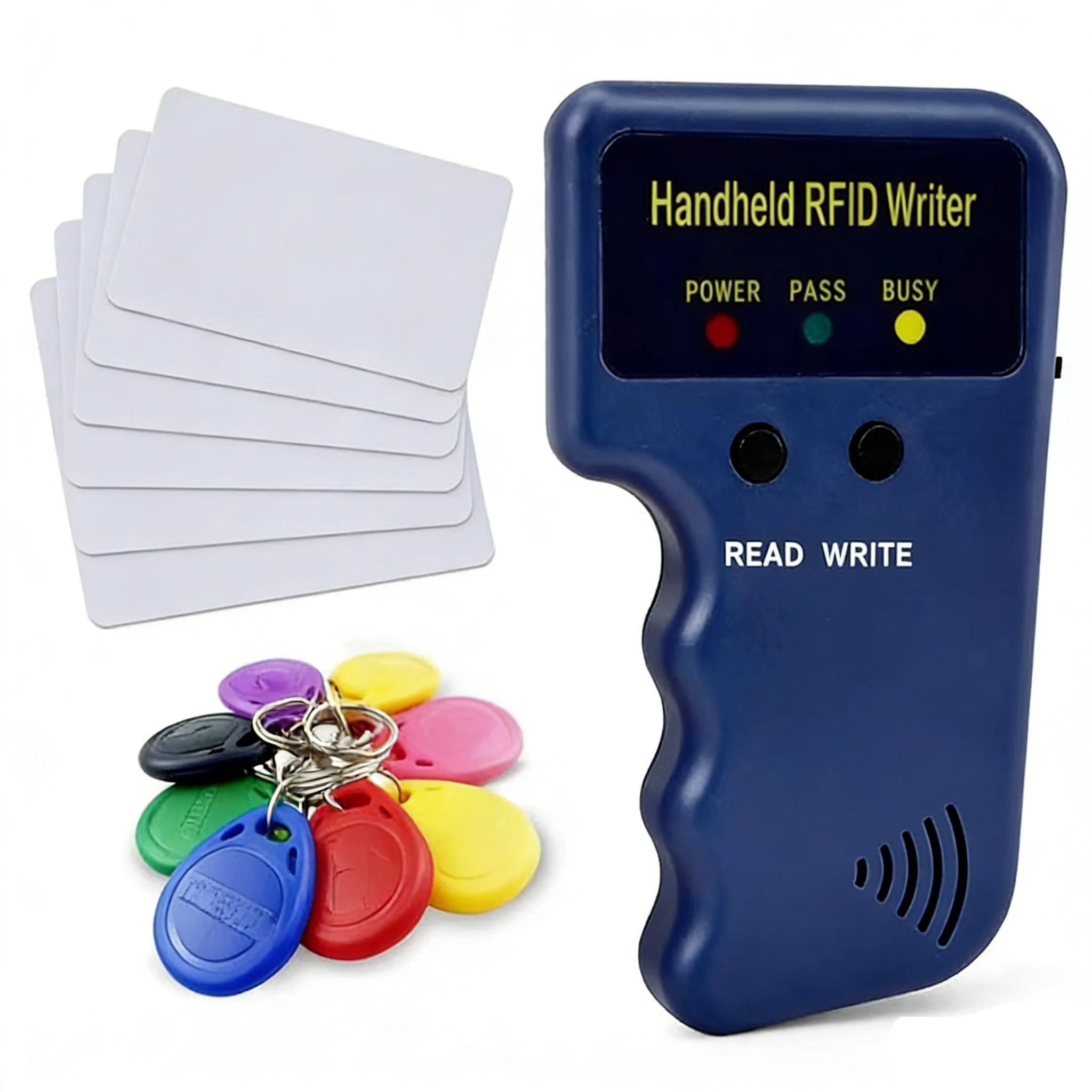 Repetitive Handheld 125KHz EM4100 5200 RFID ID Card Writer Copier Duplicator Programmer + 2pcs T5577 Rewritable Keyfobs Tags